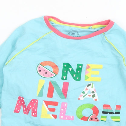 Harry Bear Girls Blue Geometric Cotton Top Pyjama Top Size 7 Years  Pullover - One in a Melon
