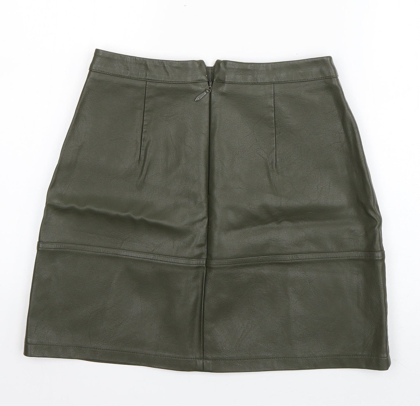 New Look Womens Green  Polyurethane A-Line Skirt Size 8   Zip