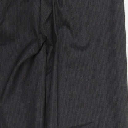 Taylor & Wright  Mens Grey Striped Polyester Trousers  Size 34 L29 in Regular Button