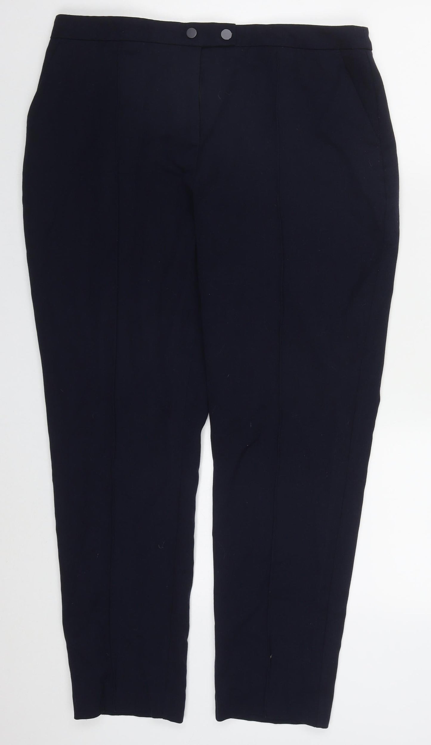 F&F Womens Blue  Polyester Trousers  Size 14 L27 in Regular Button