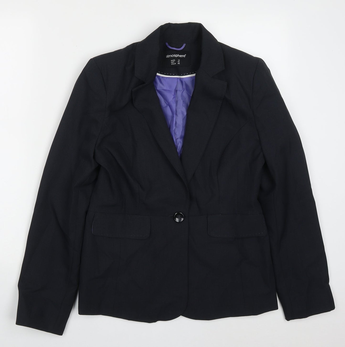 Atmosphere Womens Blue  Polyester Jacket Suit Jacket Size 14