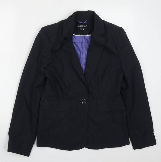 Atmosphere Womens Blue  Polyester Jacket Suit Jacket Size 14