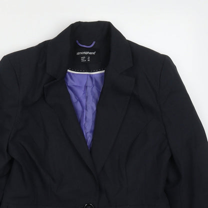 Atmosphere Womens Blue  Polyester Jacket Suit Jacket Size 14