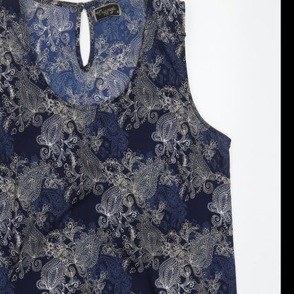 Originals Womens Blue Paisley Polyester Basic Tank Size 16 Off the Shoulder