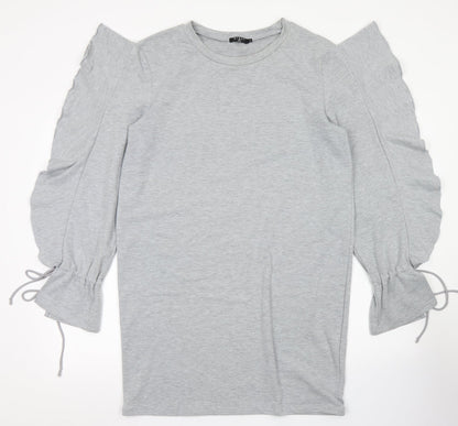 Eight Womens Grey  Cotton A-Line  Size L  Crew Neck