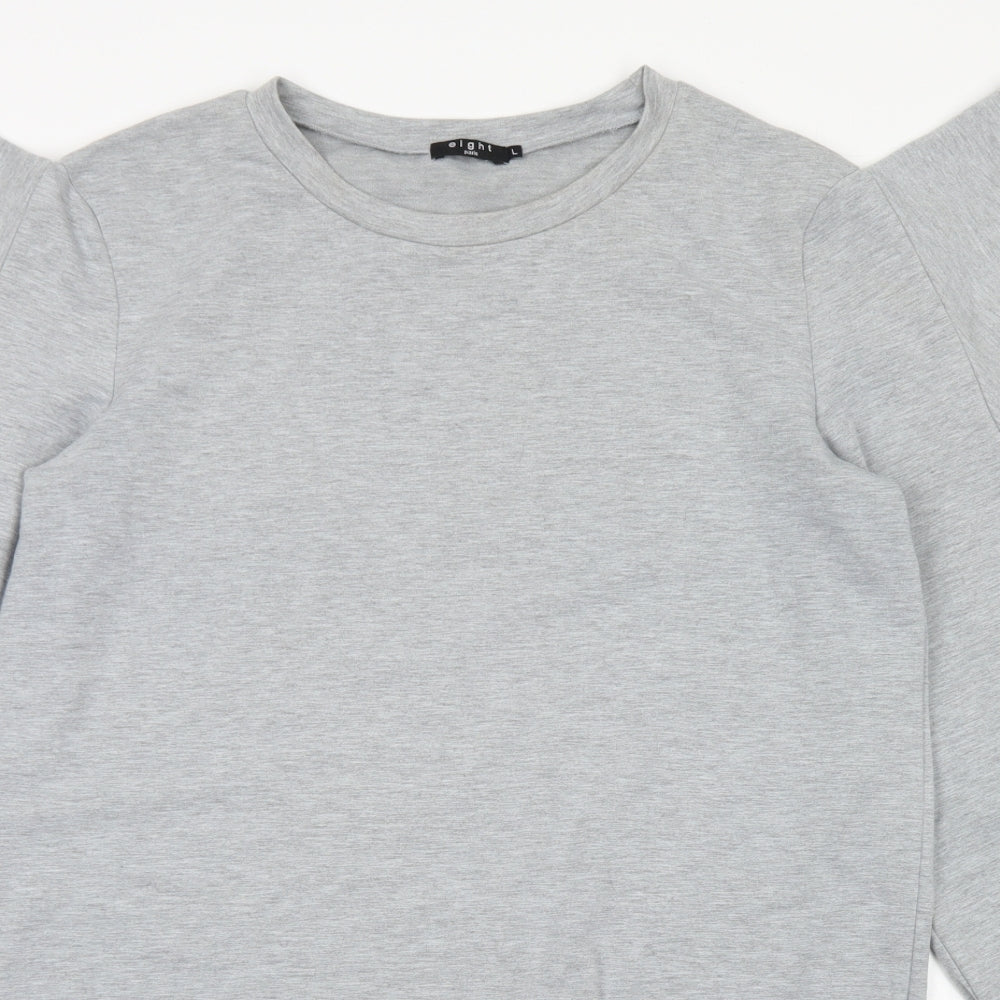 Eight Womens Grey  Cotton A-Line  Size L  Crew Neck