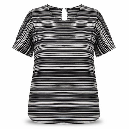 Papaya Womens Black Striped Polyester A-Line  Size 18  Round Neck Button - Cold Shoulder