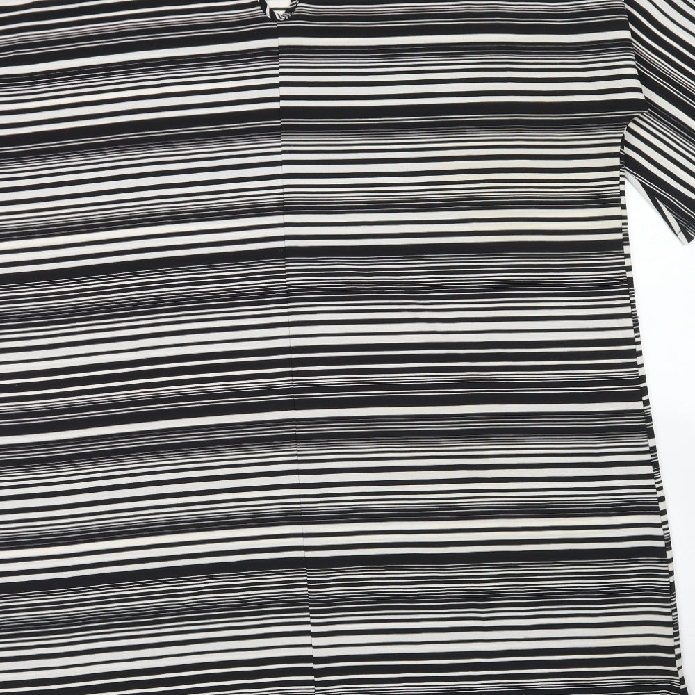 Papaya Womens Black Striped Polyester A-Line  Size 18  Round Neck Button - Cold Shoulder