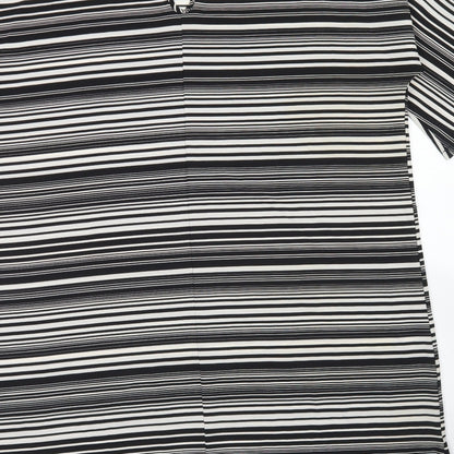 Papaya Womens Black Striped Polyester A-Line  Size 18  Round Neck Button - Cold Shoulder