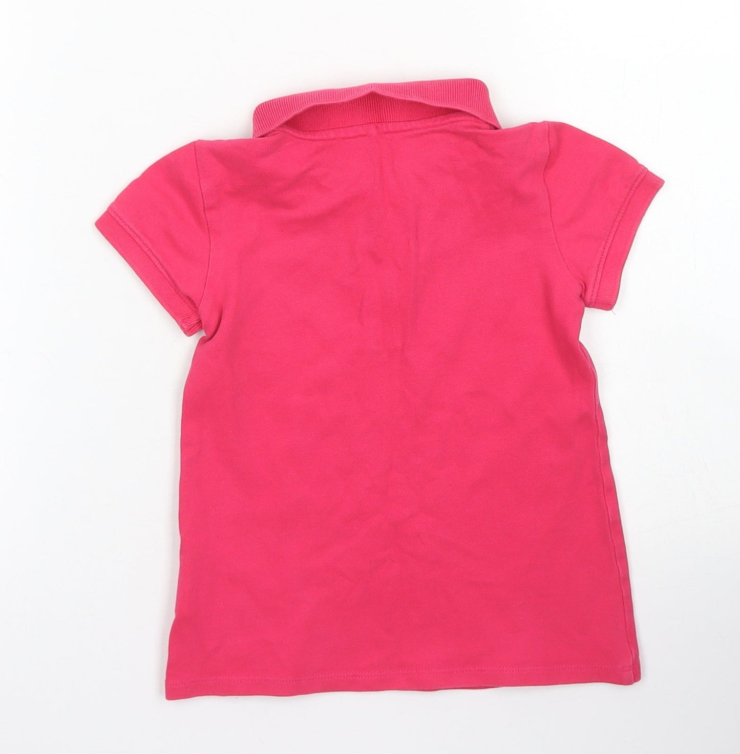 United Colors of Benetton Girls Pink  Cotton Basic Polo Size 4-5 Years Collared Button