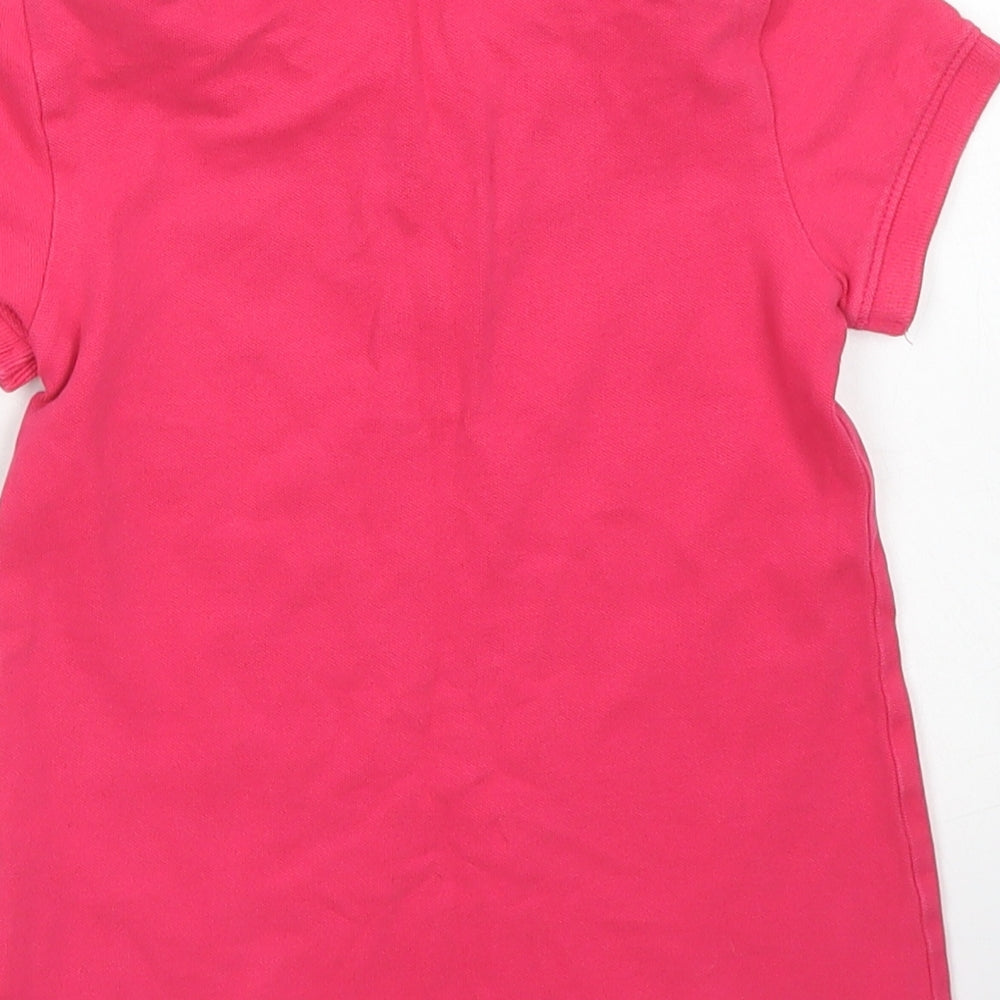 United Colors of Benetton Girls Pink  Cotton Basic Polo Size 4-5 Years Collared Button