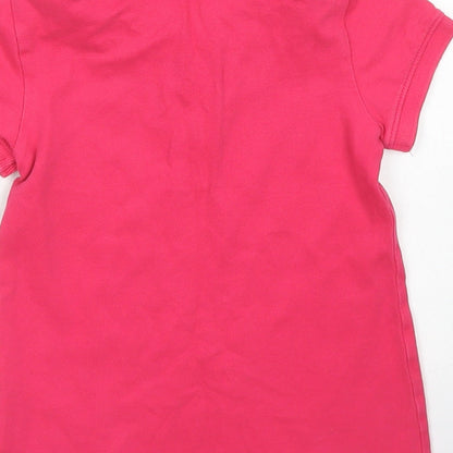 United Colors of Benetton Girls Pink  Cotton Basic Polo Size 4-5 Years Collared Button