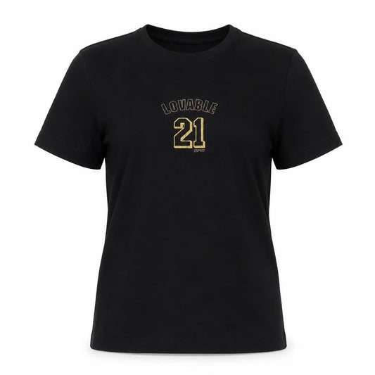 Womens UK Size M Esprit Black Basic T-Shirt