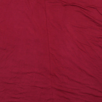 CNFIO Womens Red Round Neck  Rayon Cardigan Jumper Size L