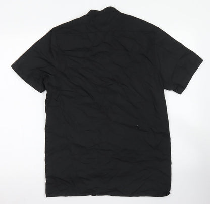 Mens UK Size L Boohoo MAN Black  Button-Up Short Sleeve Casual Shirt