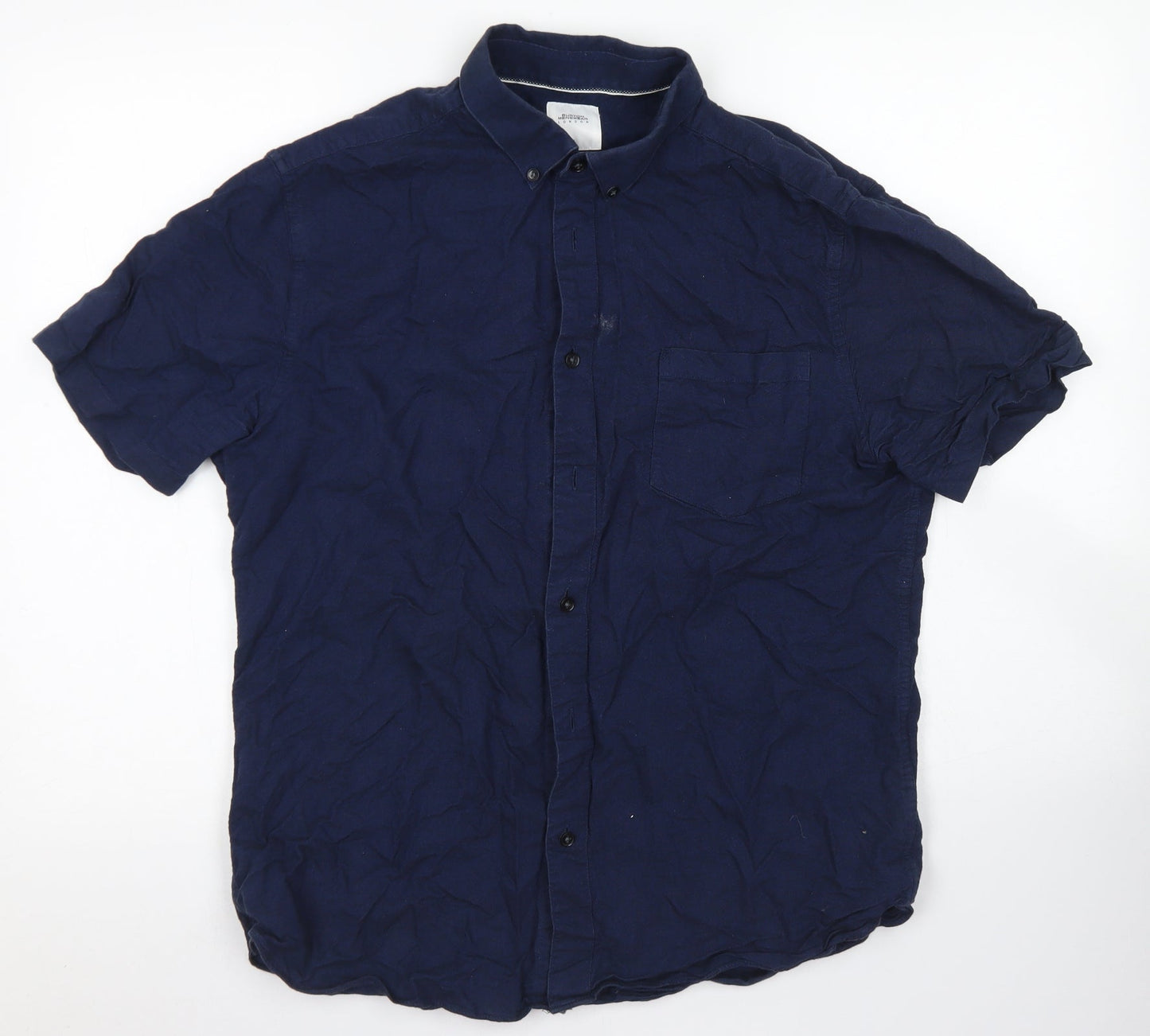 Mens UK Size L Burton Blue  Button-Up Short Sleeve Casual Shirt