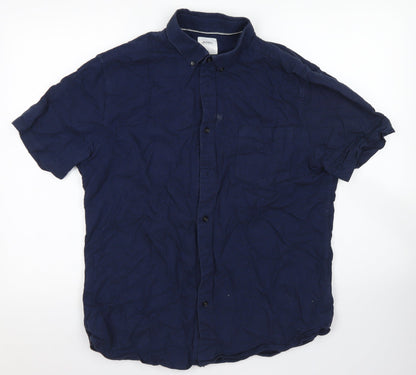 Mens UK Size L Burton Blue  Button-Up Short Sleeve Casual Shirt