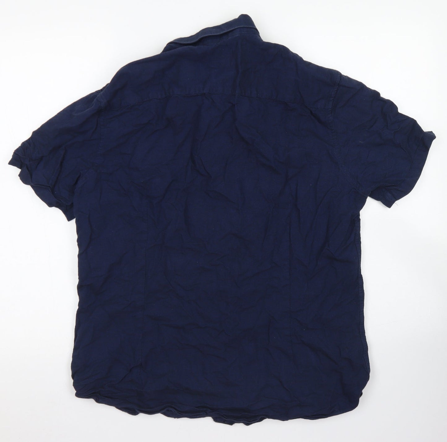 Mens UK Size L Burton Blue  Button-Up Short Sleeve Casual Shirt