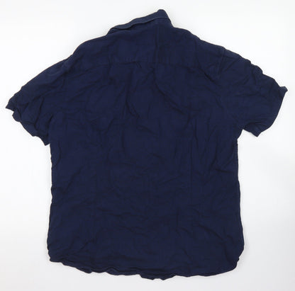 Mens UK Size L Burton Blue  Button-Up Short Sleeve Casual Shirt