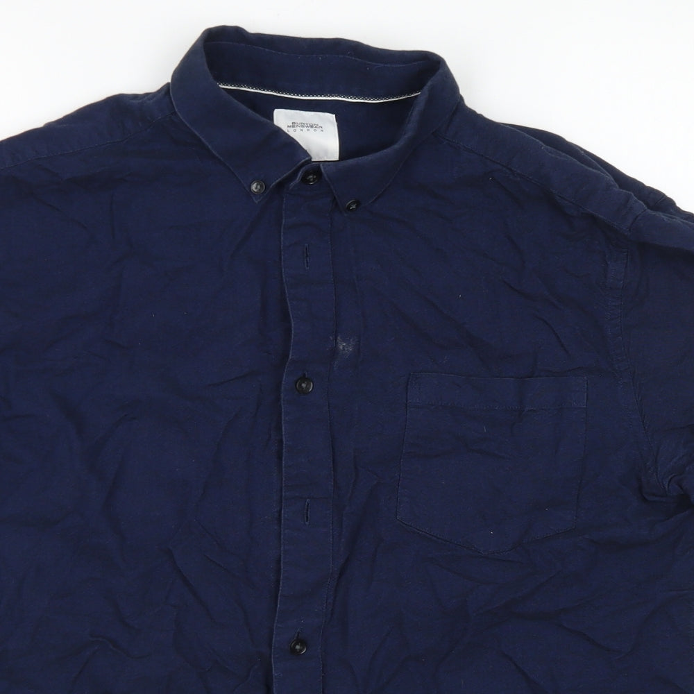 Mens UK Size L Burton Blue  Button-Up Short Sleeve Casual Shirt