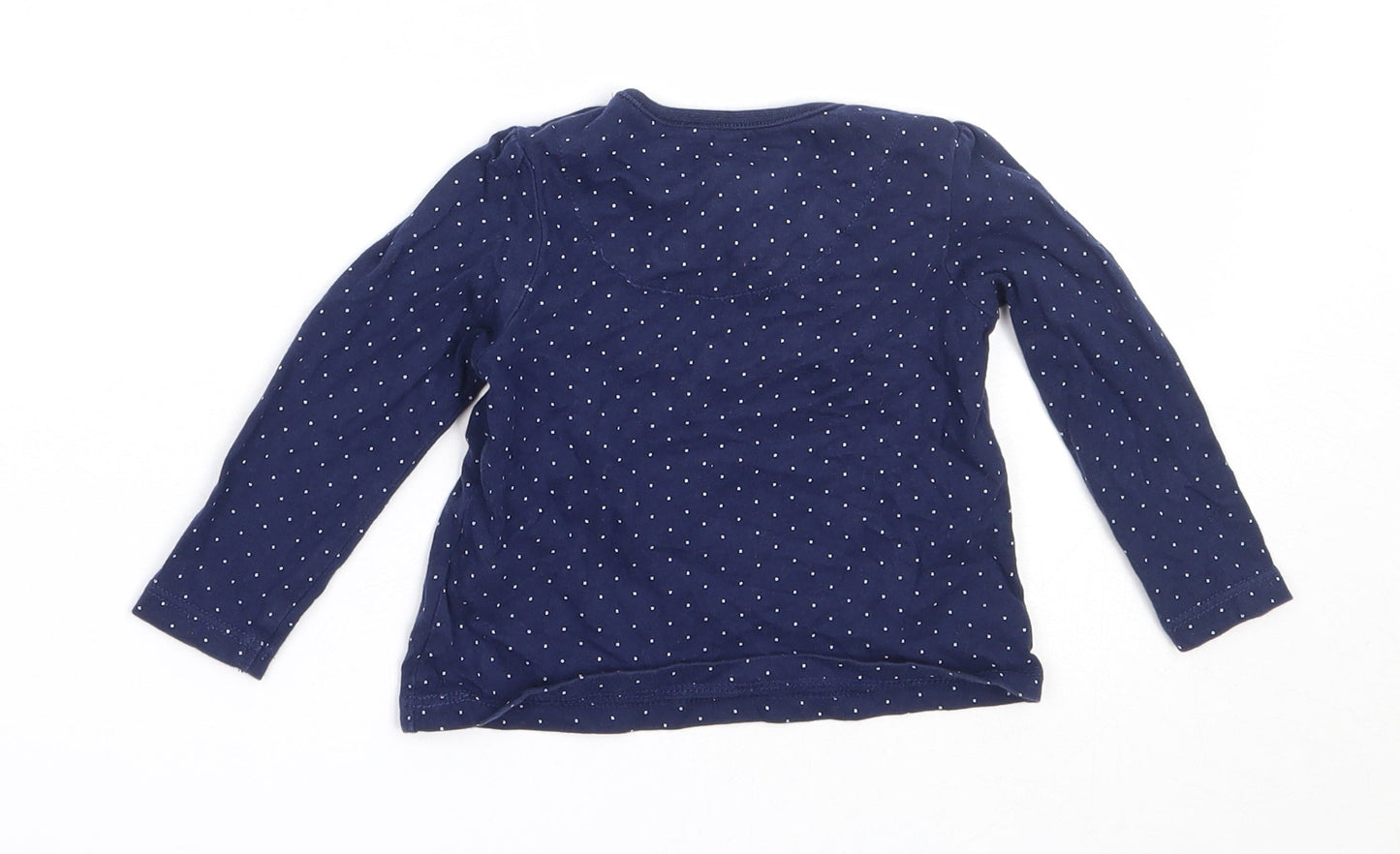 TU Girls Blue Spotted Cotton Basic T-Shirt Size 3-6 Months Round Neck