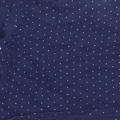 TU Girls Blue Spotted Cotton Basic T-Shirt Size 3-6 Months Round Neck