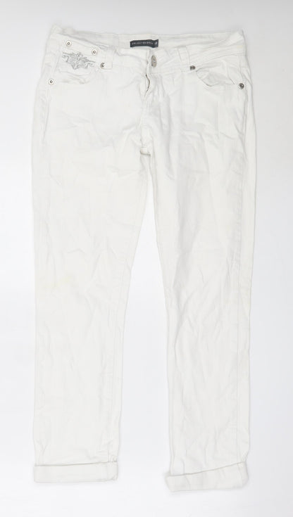 Select Womens White  Cotton Straight Jeans Size 12 L27.5 in Regular