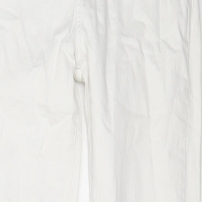 Select Womens White  Cotton Straight Jeans Size 12 L27.5 in Regular