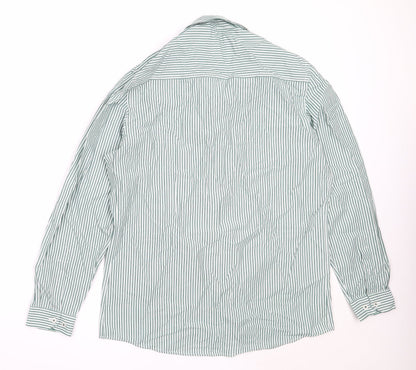 Mens UK Size 16 Dimensions Green  Button-Up Long Sleeve Casual Shirt