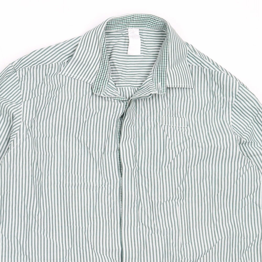 Mens UK Size 16 Dimensions Green  Button-Up Long Sleeve Casual Shirt