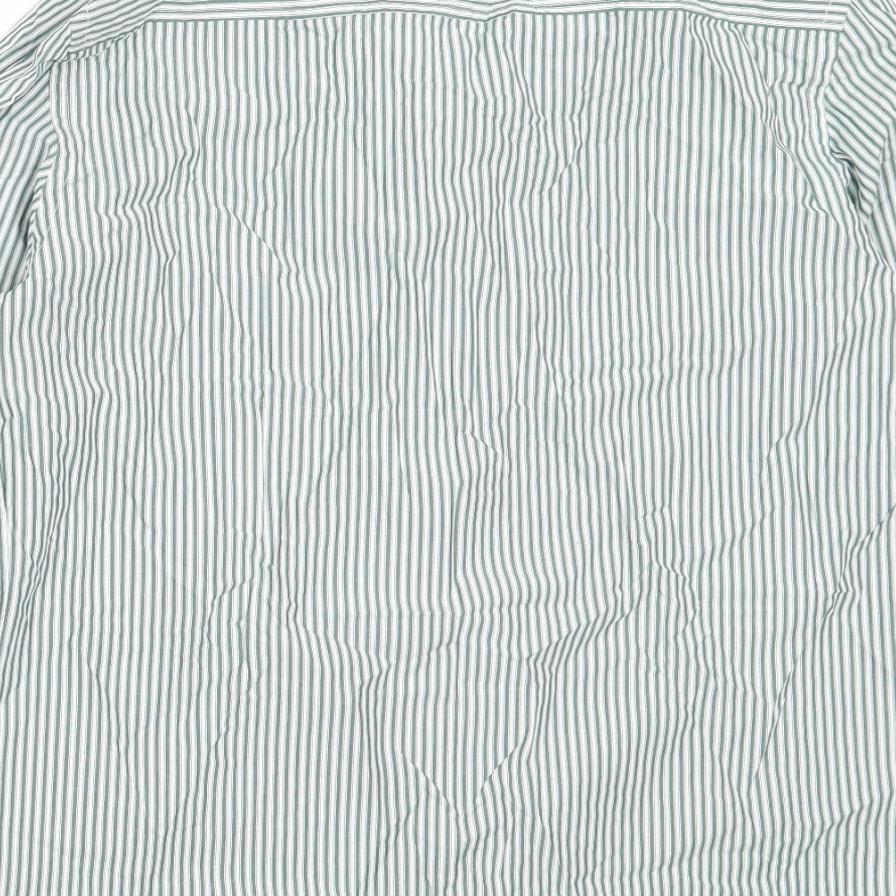 Mens UK Size 16 Dimensions Green  Button-Up Long Sleeve Casual Shirt