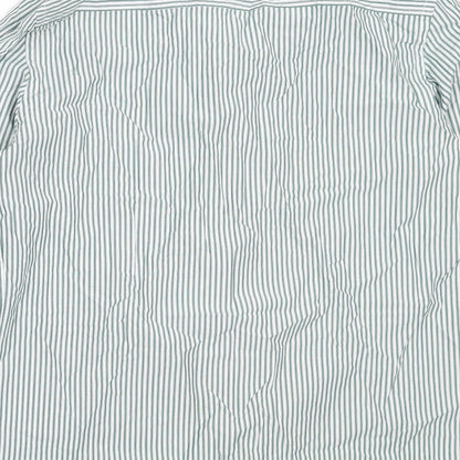 Mens UK Size 16 Dimensions Green  Button-Up Long Sleeve Casual Shirt