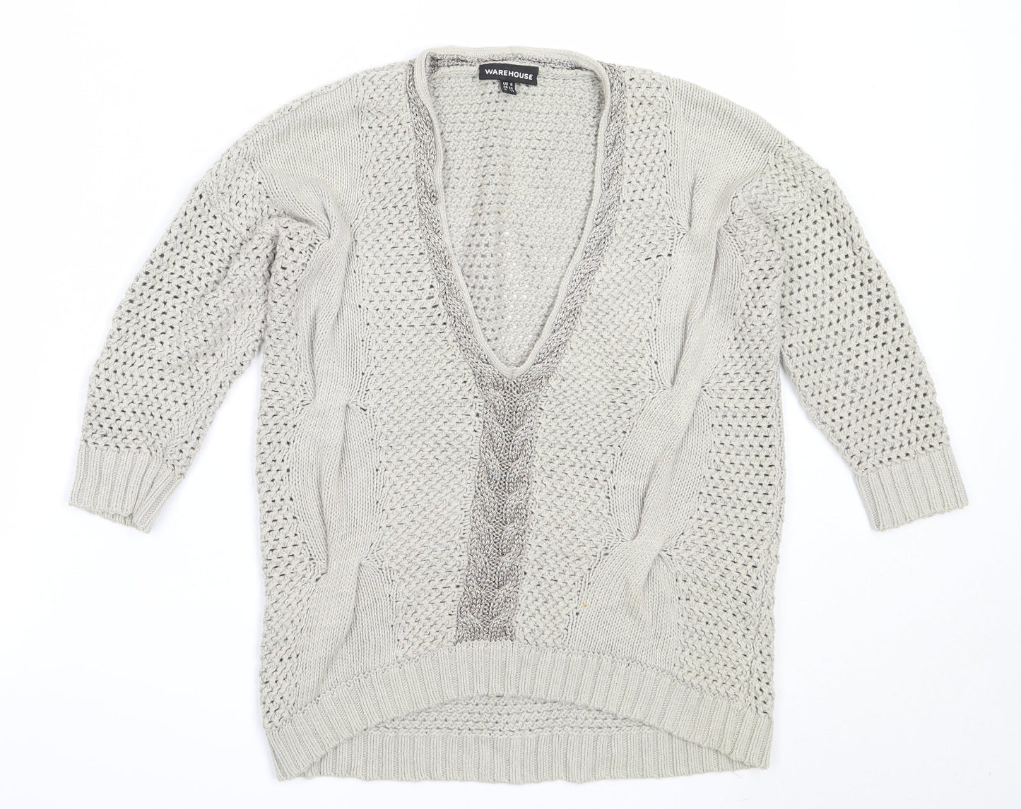 Womens UK Size 6 Warehouse Beige Pullover Jumper