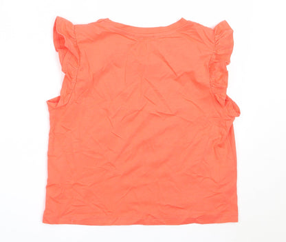 New Look Girls Orange  Cotton Basic Tank Size 12-13 Years Round Neck