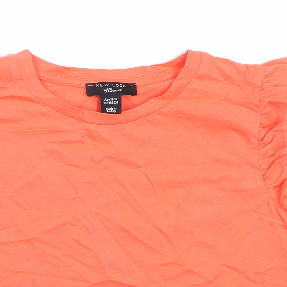 New Look Girls Orange  Cotton Basic Tank Size 12-13 Years Round Neck