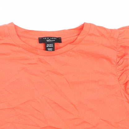 New Look Girls Orange  Cotton Basic Tank Size 12-13 Years Round Neck