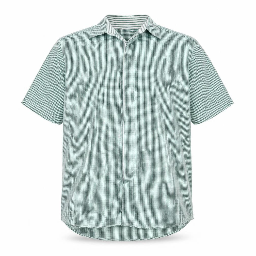 Mens UK Size 16 Dimensions Green  Button-Up Short Sleeve Casual Shirt