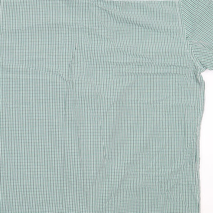 Mens UK Size 16 Dimensions Green  Button-Up Short Sleeve Casual Shirt