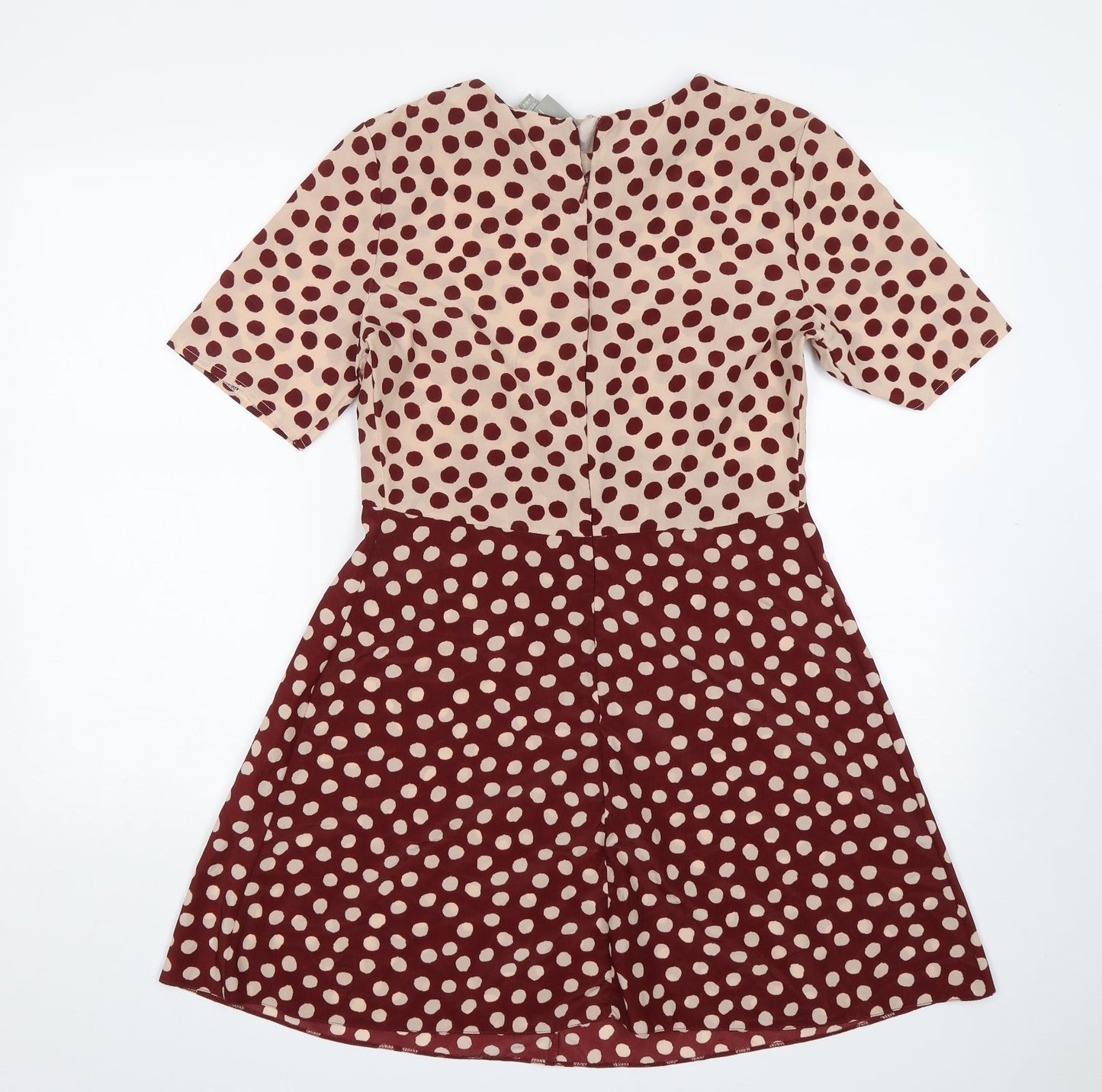 ASOS Womens Multicoloured Polka Dot Polyester A-Line  Size 10  Round Neck