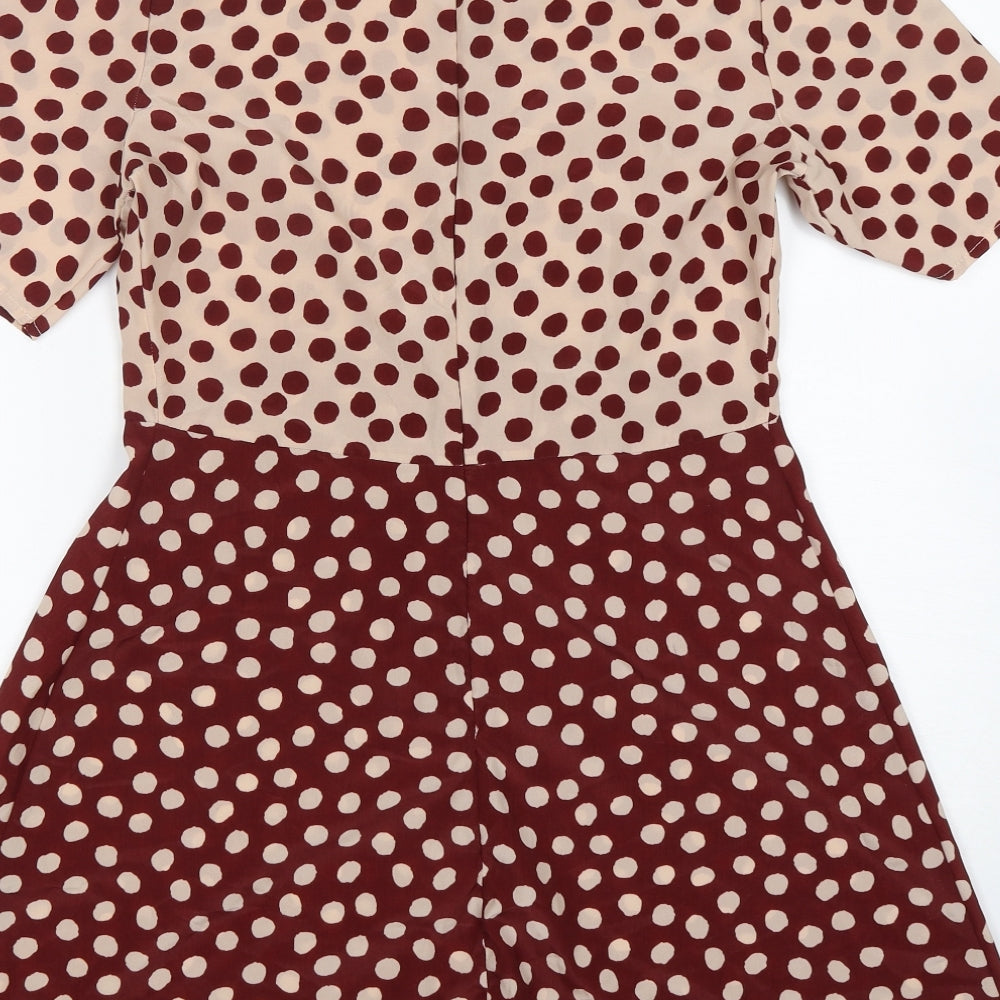 ASOS Womens Multicoloured Polka Dot Polyester A-Line  Size 10  Round Neck
