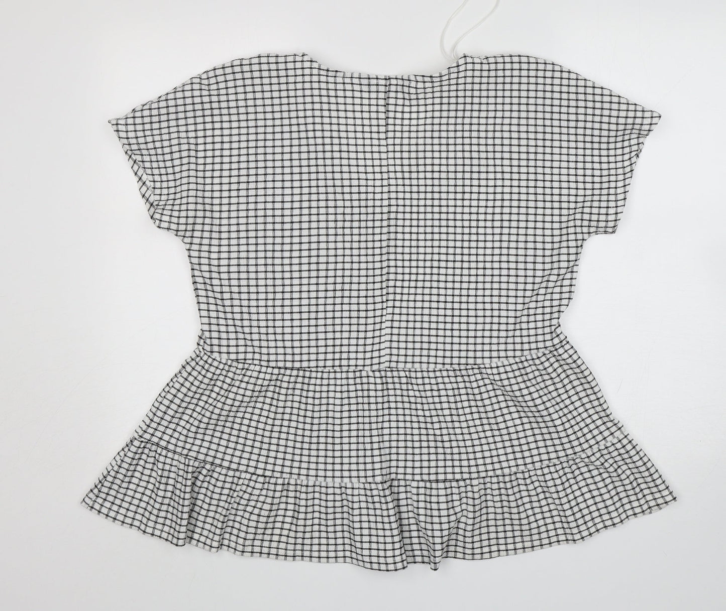 F&F Womens Multicoloured Check Polyester Basic Blouse Size 10 V-Neck