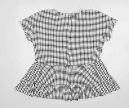 F&F Womens Multicoloured Check Polyester Basic Blouse Size 10 V-Neck