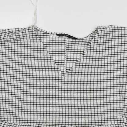 F&F Womens Multicoloured Check Polyester Basic Blouse Size 10 V-Neck