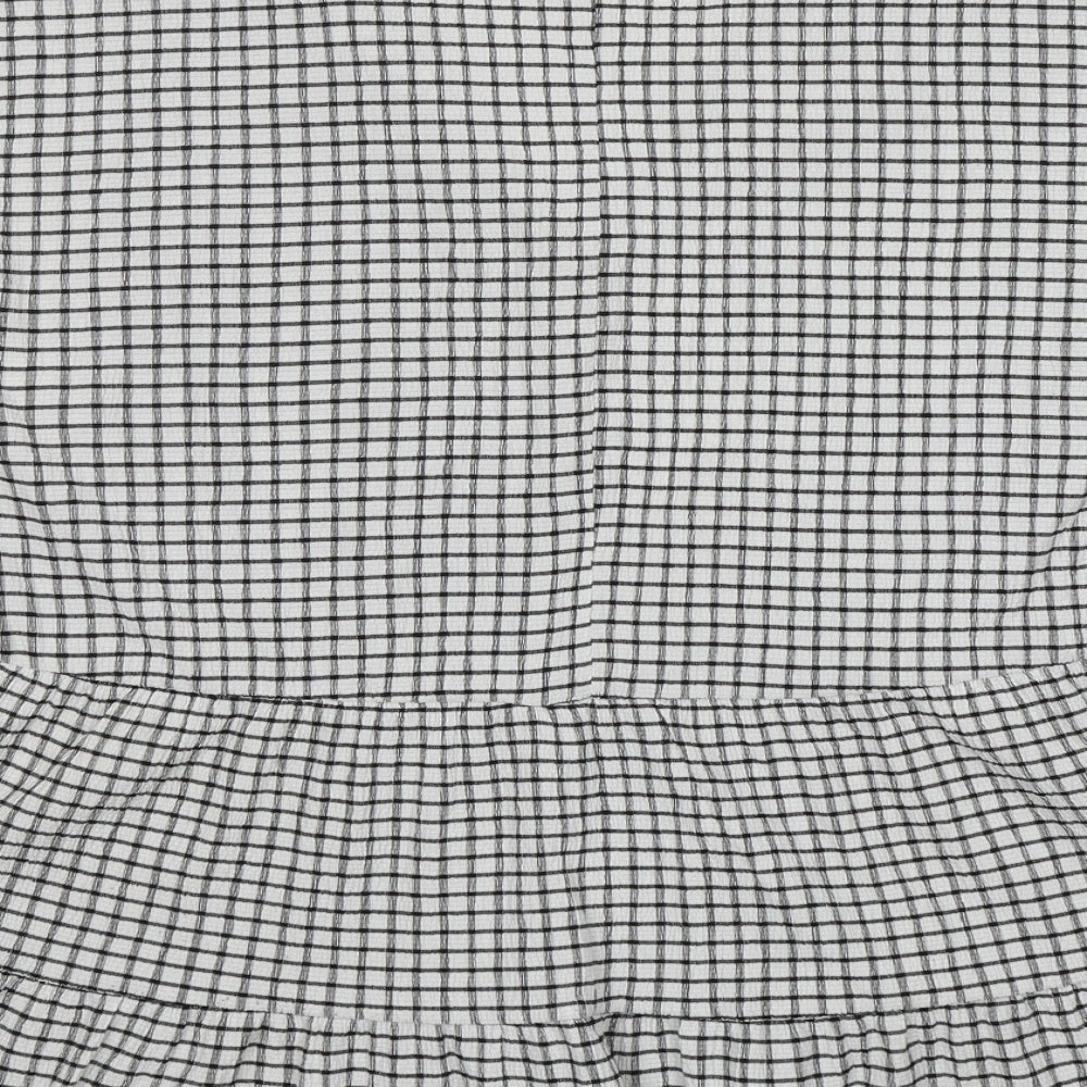 F&F Womens Multicoloured Check Polyester Basic Blouse Size 10 V-Neck