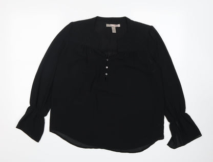 Additional front view of Love 21 women’s black polyester basic blouse, size XS, v-neck