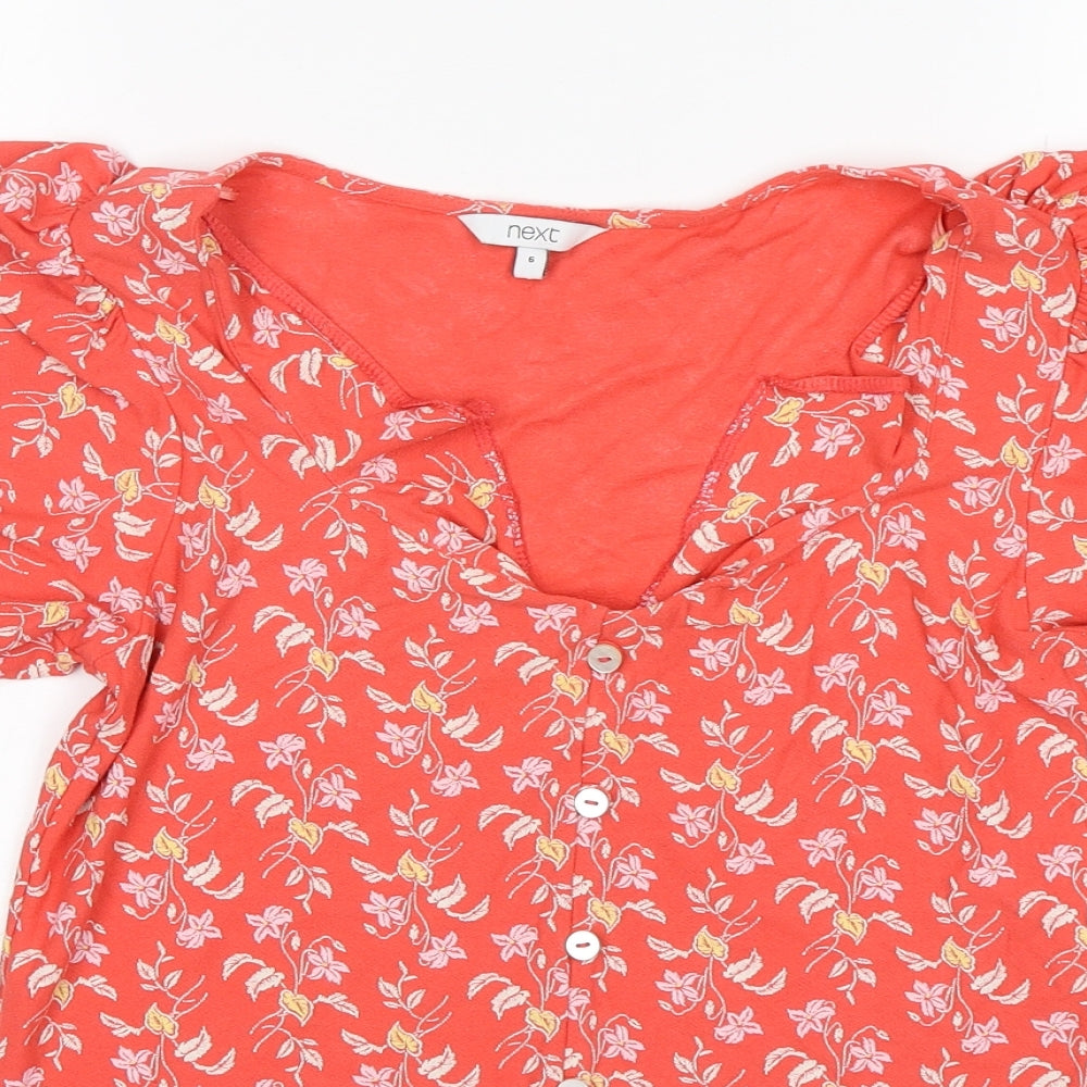 Womens UK Size 6 NEXT Orange Basic T-Shirt