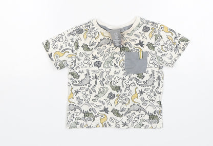 James Archer Boys Multicoloured  Cotton Basic T-Shirt Size 9-12 Months Round Neck  - Dinosaur Print