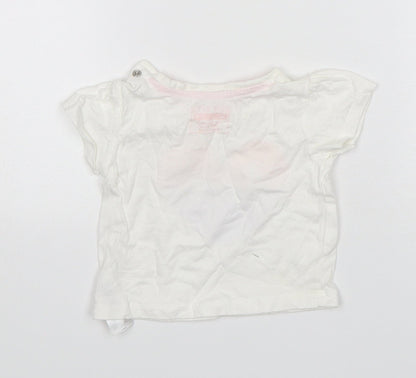 Primark Girls White  Cotton Basic T-Shirt Size 3-6 Months Round Neck