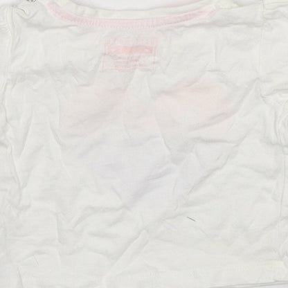 Primark Girls White  Cotton Basic T-Shirt Size 3-6 Months Round Neck