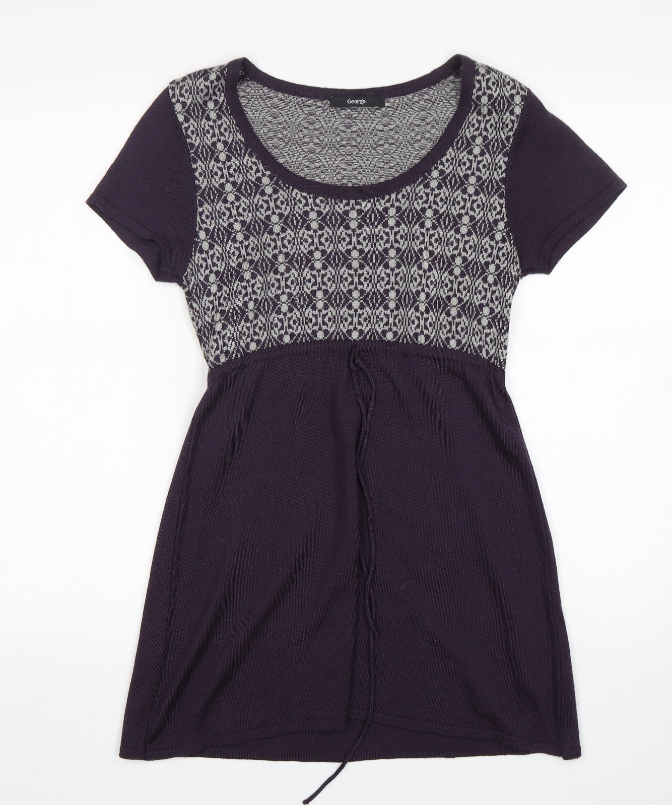 George Womens Purple Round Neck Argyle/Diamond Acrylic Pullover Jumper Size 10